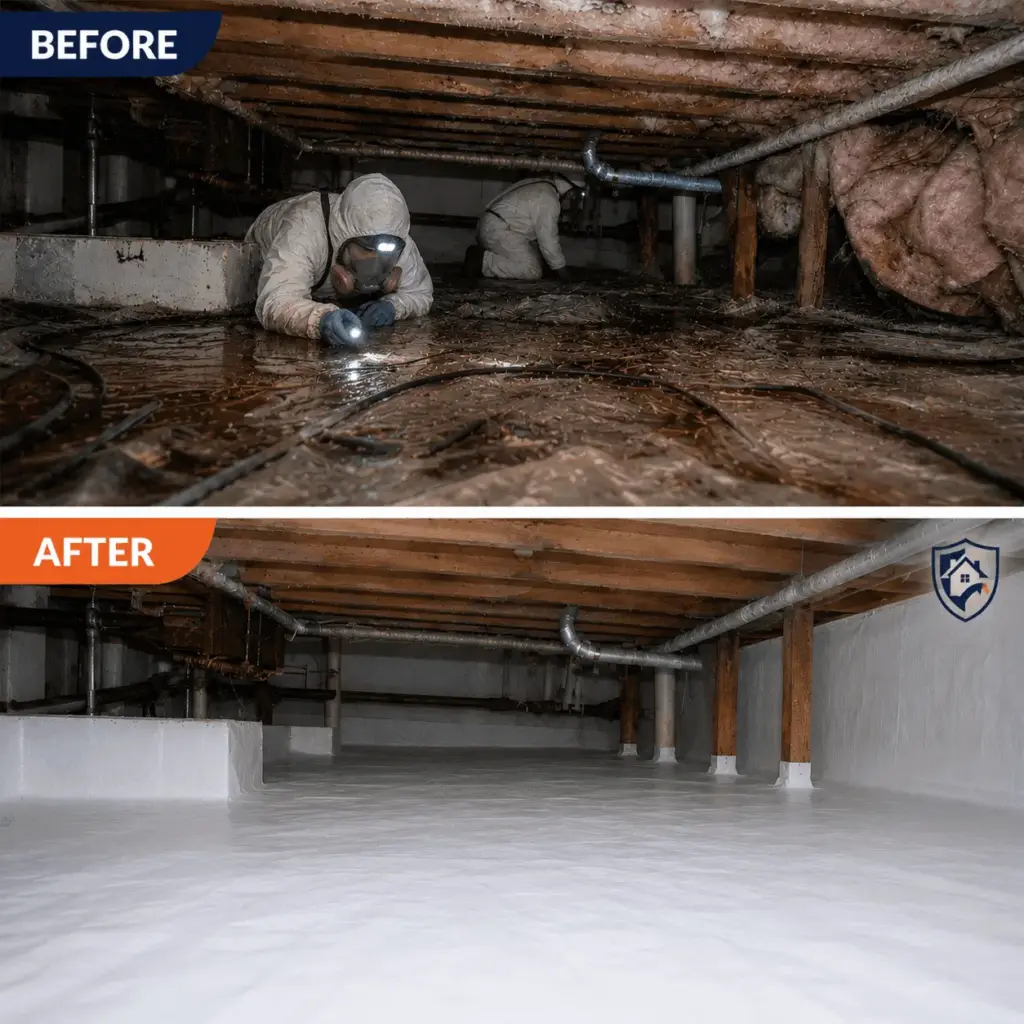 Mold Cleaning Basement Before-After